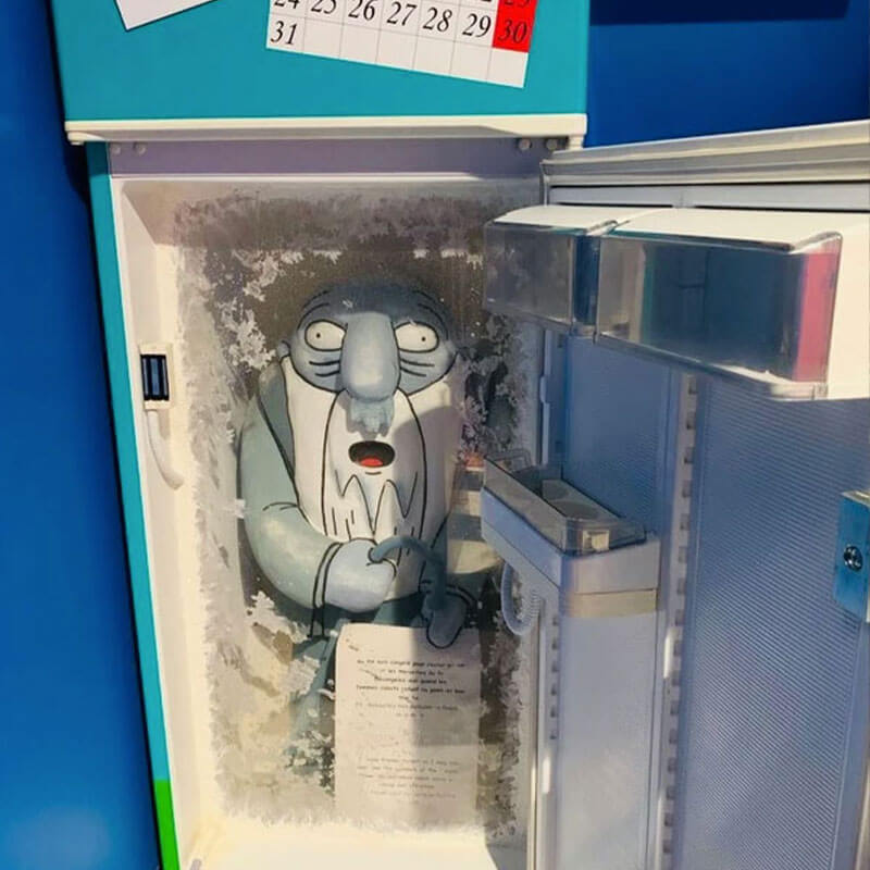 funny kids freezer with a frozen cartoon character inside 1